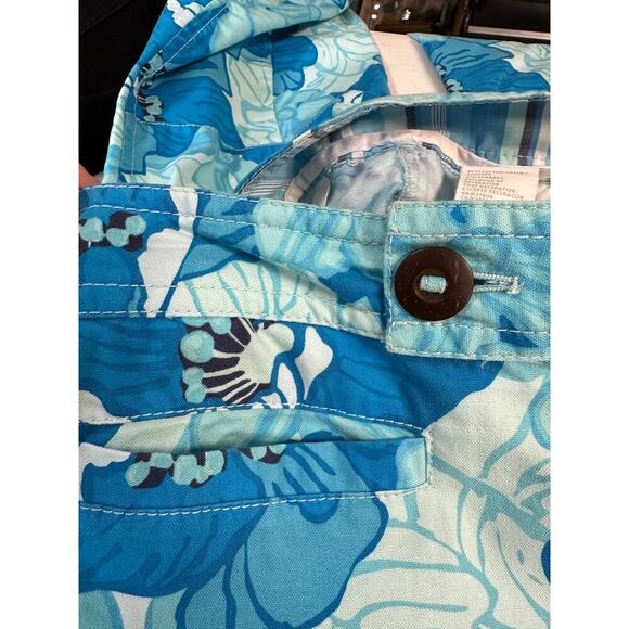 Tommy Hilfiger Blue Green Hawaiin Crop Pants Women Size 14 Stretch Beach Boho - Picture 12 of 12